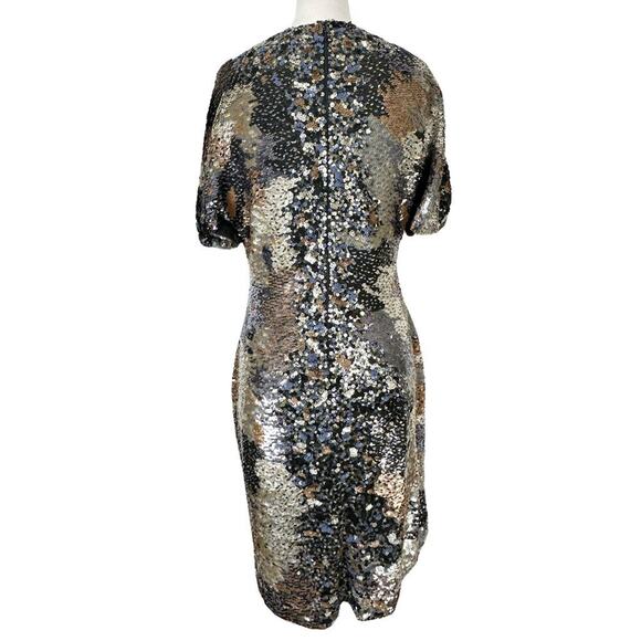 Naeem Khan Sequin Runway Dress 2010 gold silver black silk size 8 - Picture 5 of 11